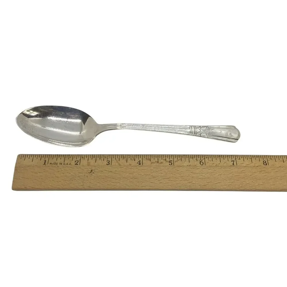 Six Court Silverplate 7 1/4” Place Oval Glossy Soup Spoons International 1939